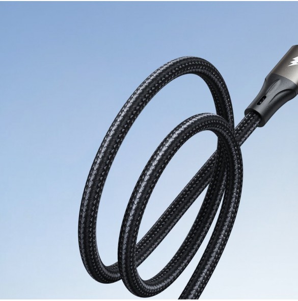 Joyroom Light-Speed Serie SA25-AC6 USB-A / USB-C Snabböverföringskabel 100W 1,2m - Svart