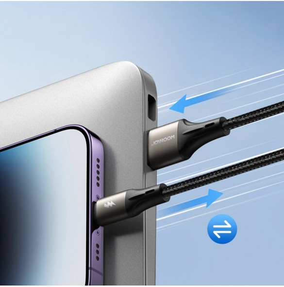 Joyroom Light-Speed Serie SA25-AC6 USB-A / USB-C Snabböverföringskabel 100W 1,2m - Svart
