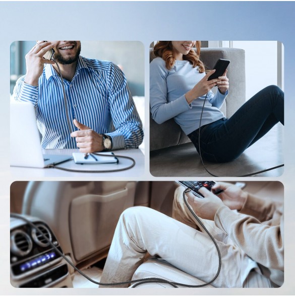 Joyroom Light-Speed Serie SA25-AC6 USB-A / USB-C Snabböverföringskabel 100W 1,2m - Svart