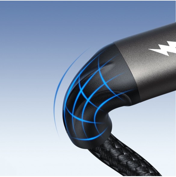 Joyroom Light-Speed Serie SA25-AC6 USB-A / USB-C Snabböverföringskabel 100W 1,2m - Svart
