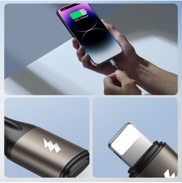 Joyroom Light-Speed Serie SA25-AC6 USB-A / USB-C Snabböverföringskabel 100W 3m - Vit