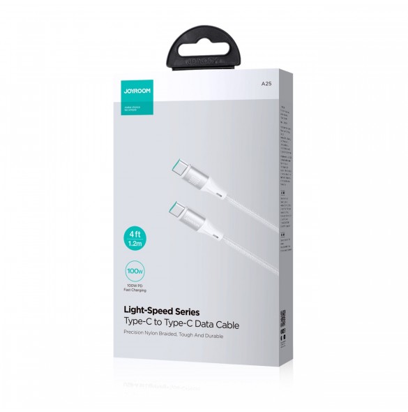 Joyroom Light-Speed Serie SA25-CC5 100W USB-C / USB-C-kabel 1,2 m - vit