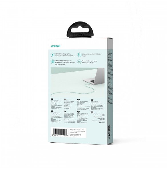 Joyroom Multi-Color Series SA34-CC3 USB-C / USB-C-kabel 60W Snabböverföring 1m - Grön