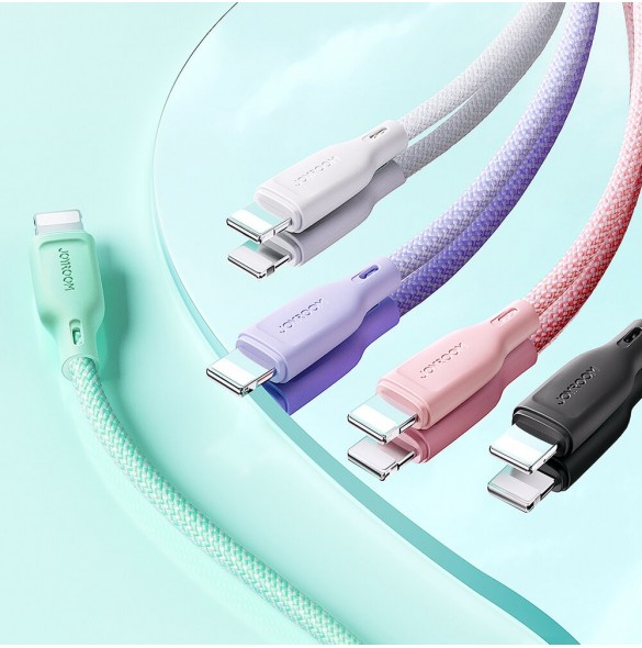 Joyroom Multi-Color Series SA34-CC3 USB-C / USB-C-kabel 60W Snabböverföring 1m - Lila