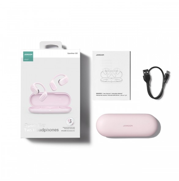 Joyroom Openfree JR-OE1 trådlösa on-ear hörlurar - rosa