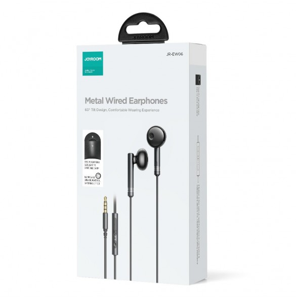 Joyroom Wired Series JR-EW06 trådbundna hörlurar, metall - mörkgrå