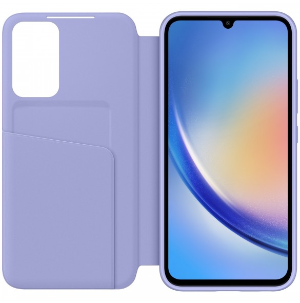 Samsung Smart View Wallet Case för Samsung Galaxy A34 5G skal med Smart Flip Window Card Wallet Berry (EF-ZA346CVEGWW)
