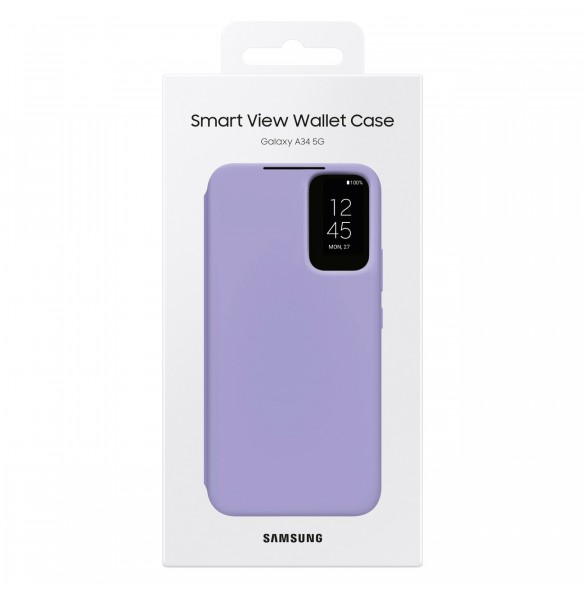 Samsung Smart View Wallet Case för Samsung Galaxy A34 5G skal med Smart Flip Window Card Wallet Berry (EF-ZA346CVEGWW)