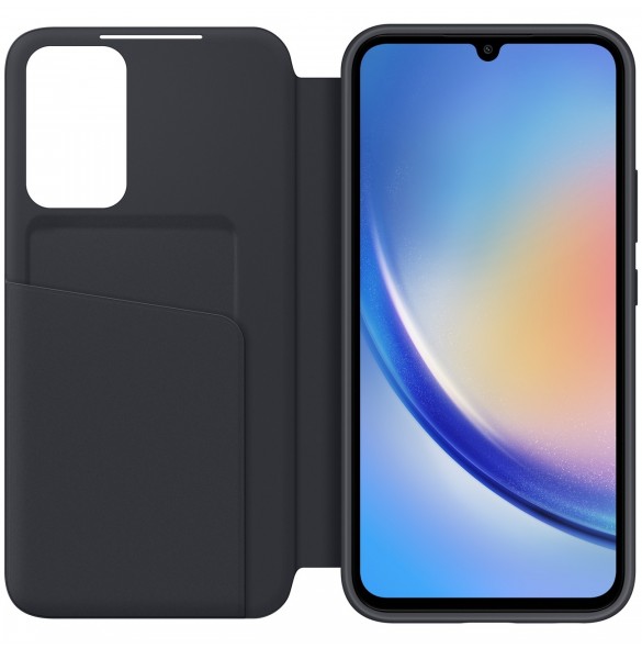Samsung Smart View Wallet Case för Samsung Galaxy A34 5G skal med Smart Flip Window Card Wallet Black (EF-ZA346CBEGWW)