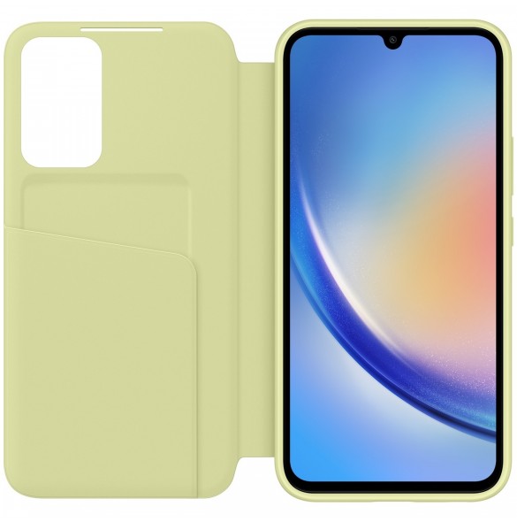 Samsung Smart View Wallet Case för Samsung Galaxy A34 5G skal med Smart Flip Window Card Wallet Lime (EF-ZA346CGEGWW)