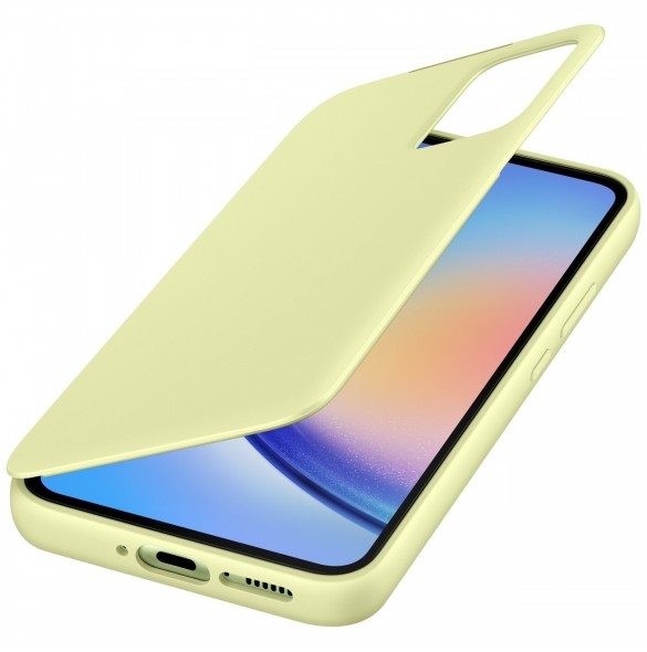 Samsung Smart View Wallet Case för Samsung Galaxy A34 5G skal med Smart Flip Window Card Wallet Lime (EF-ZA346CGEGWW)