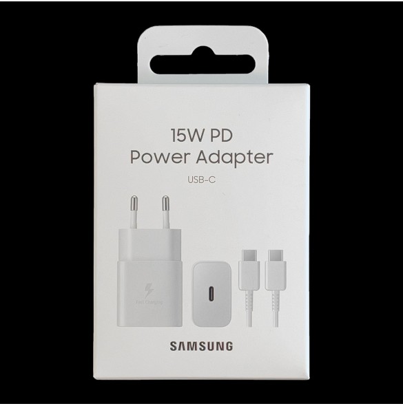 Samsung USB-väggladdare Typ C 15W PD AFC + USB-kabel Typ C vit (EP-T1510XWEGEU)