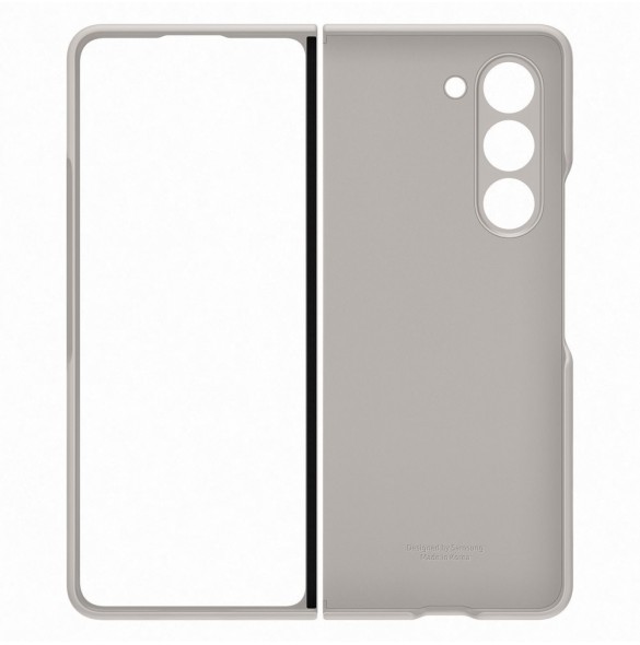 Silikonfodral till Samsung Galaxy Z Fold 5 med stativ och rem - beige