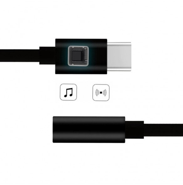 Adapter USB Typ C till ljudjack 3.5 minijack svart