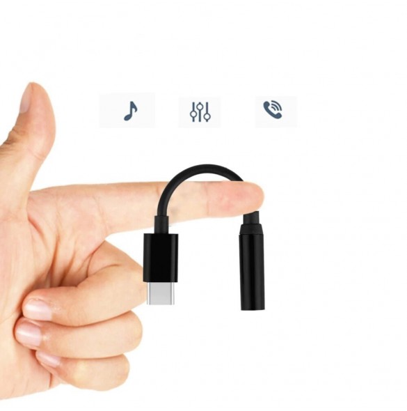 Adapter USB Typ C till ljudjack 3.5 minijack svart