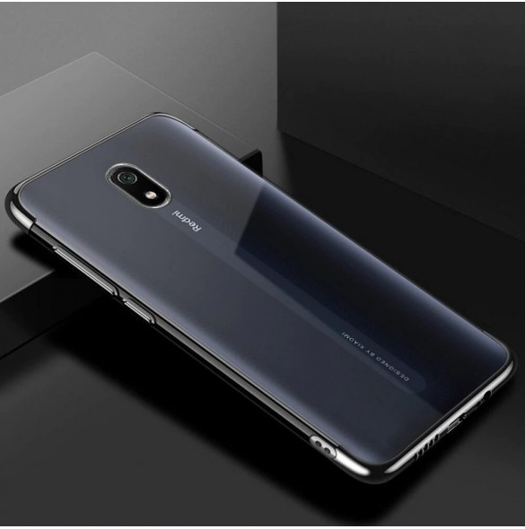Clear Color Case Gel TPU Galvaniseringsram Skydd för Xiaomi Redmi 8A svart