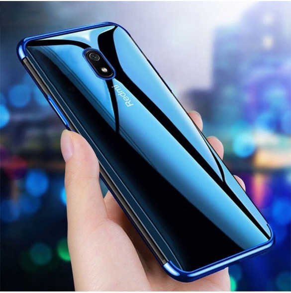 Clear Color Case Gel TPU Galvaniseringsram Skydd för Xiaomi Redmi 8A svart
