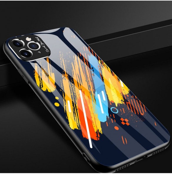 Färgglasfodral Slitstarkt skal med baksida i härdat glas och kamerafodral iPhone 11 Pro Max mönster 1