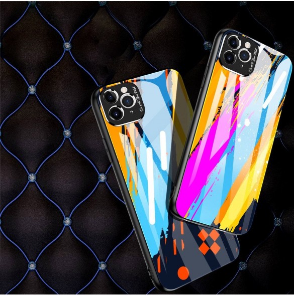 Färgglasfodral Slitstarkt skal med baksida i härdat glas och kamerafodral iPhone 11 Pro Max pattern 2