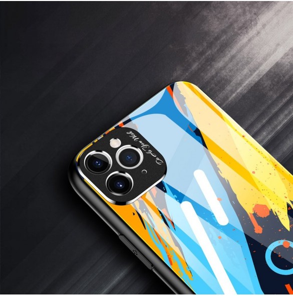 Färgglasfodral Slitstarkt skal med baksida i härdat glas och kamerafodral iPhone 11 Pro Max pattern 2