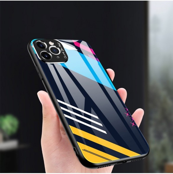 Färgglasfodral Slitstarkt skal med baksida i härdat glas och kamerafodral iPhone 11 Pro Max pattern 2