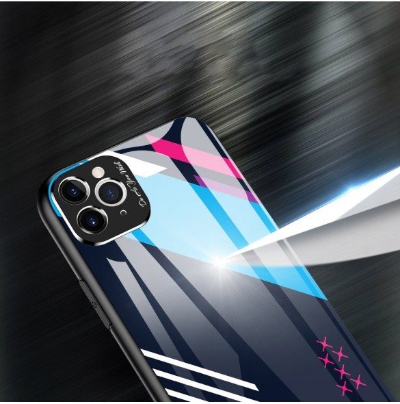 Färgglasfodral Slitstarkt skal med baksida i härdat glas och kamerafodral iPhone 11 Pro Max pattern 2