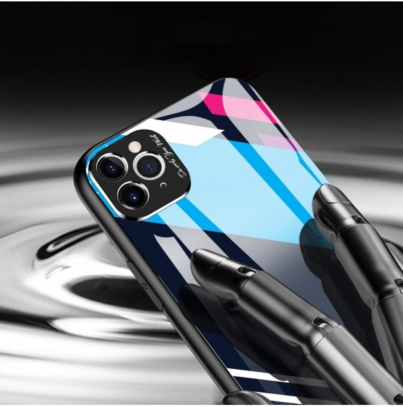 Färgglasfodral Slitstarkt skal med baksida i härdat glas och kamerafodral iPhone 11 Pro Max pattern 2