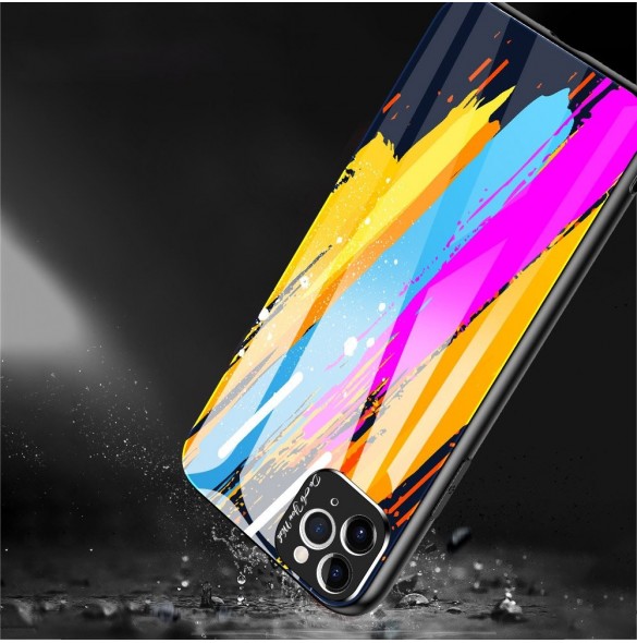 Färgglasfodral Slitstarkt skal med baksida i härdat glas och kamerafodral iPhone 11 Pro Max pattern 2