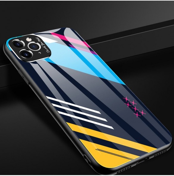 Färgglasfodral Slitstarkt skal med baksida i härdat glas och kamerafodral iPhone 11 Pro Max pattern 2