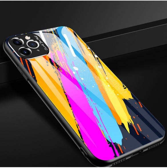 Färgglasfodral Slitstarkt skal med baksida i härdat glas och kamerafodral iPhone 11 Pro Max pattern 2