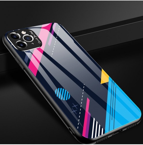 Färgglasfodral Slitstarkt skal med baksida i härdat glas och kamerafodral iPhone 11 Pro Max pattern 2