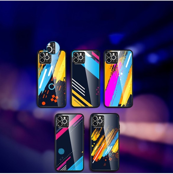 Färgglasfodral Slitstarkt skal med baksida i härdat glas och kamerafodral iPhone 11 Pro Max pattern 2