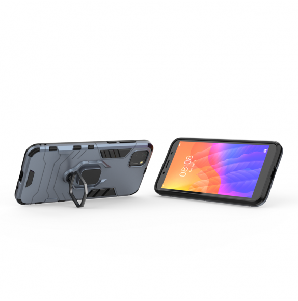Ring Armor Case Kickstand Tough Rugged Cover för Huawei Y5p blå