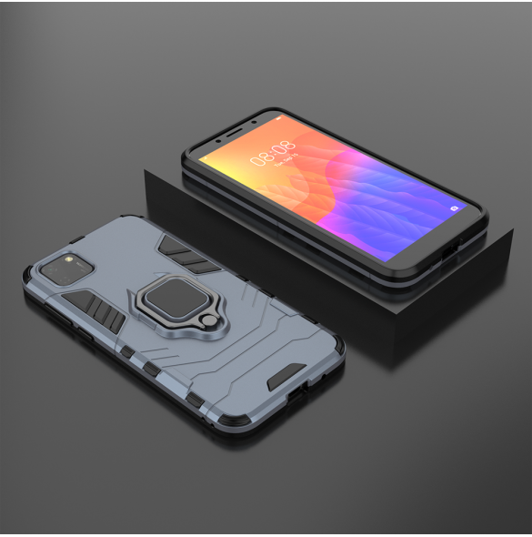 Ring Armor Case Kickstand Tough Rugged Cover för Huawei Y5p blå