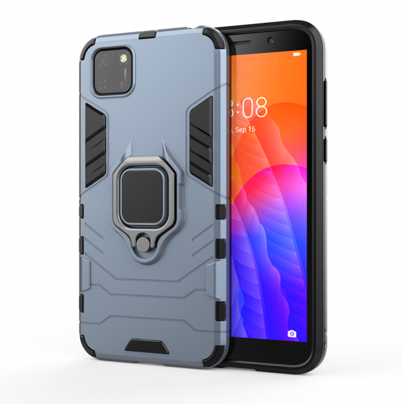 Ring Armor Case Kickstand Tough Rugged Cover för Huawei Y5p blå