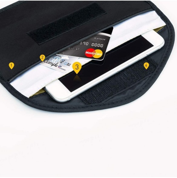 Stöldskyddsfodral för bilnycklar Telefon Radioblockering Faraday Box Faraday Cage 20cm x 11cm Svart