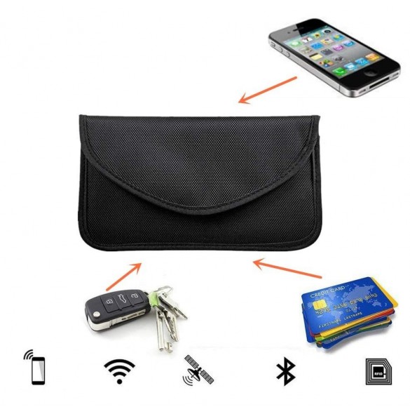Stöldskyddsfodral för bilnycklar Telefon Radioblockering Faraday Box Faraday Cage 20cm x 11cm Svart