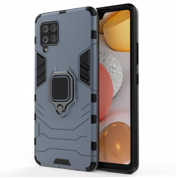 Ring Armor Case Kickstand Tough Rugged Cover för Samsung Galaxy A42 5G blå