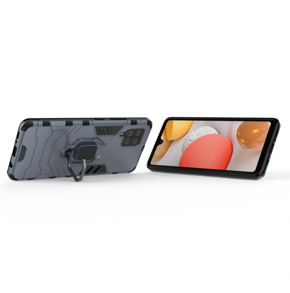 Ring Armor Case Kickstand Tough Rugged Cover för Samsung Galaxy A42 5G blå