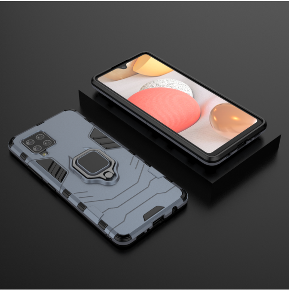Ring Armor Case Kickstand Tough Rugged Cover för Samsung Galaxy A42 5G blå