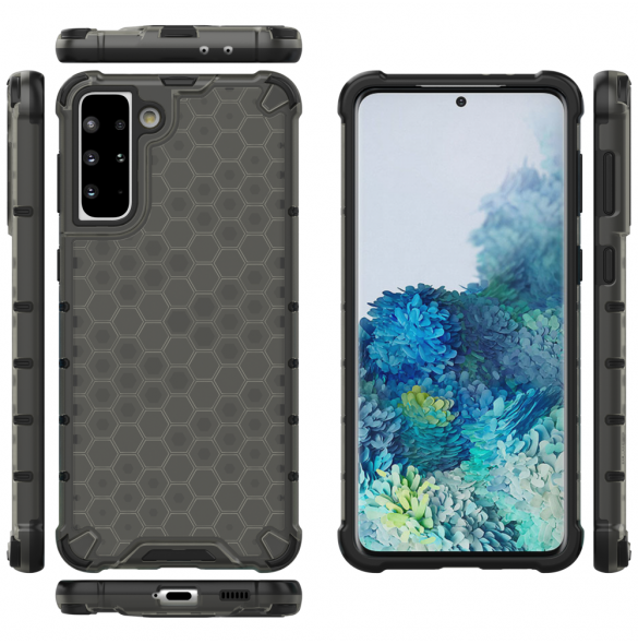 Honeycomb Case pansarskydd med TPU Bumper för Samsung Galaxy S21+ 5G (S21 Plus 5G) svart