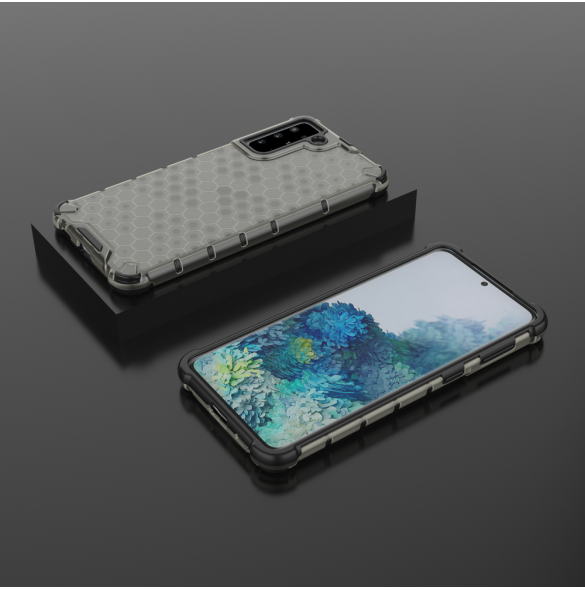 Honeycomb Case pansarskydd med TPU Bumper för Samsung Galaxy S21+ 5G (S21 Plus 5G) svart