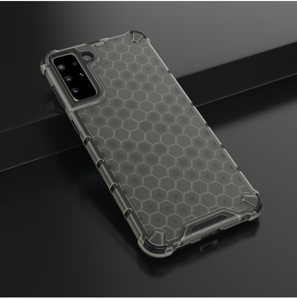 Honeycomb Case pansarskydd med TPU Bumper för Samsung Galaxy S21+ 5G (S21 Plus 5G) svart