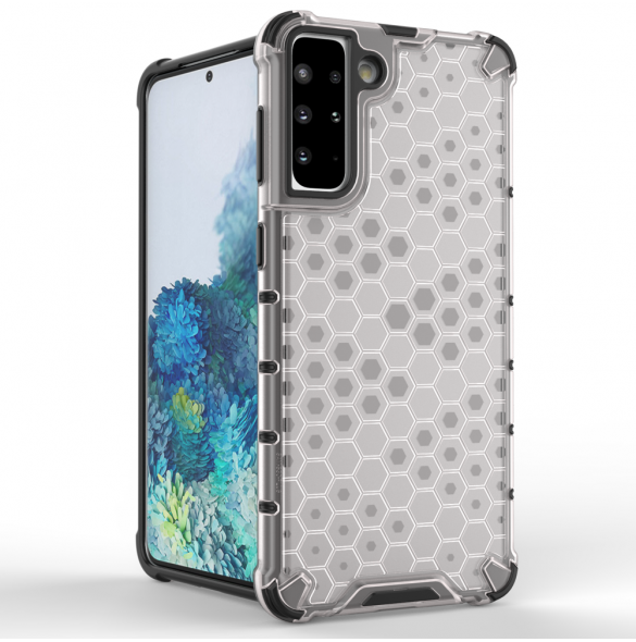 Honeycomb Case pansarskydd med TPU Bumper för Samsung Galaxy S21+ 5G (S21 Plus 5G) blå