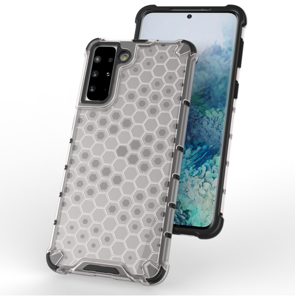 Honeycomb Case pansarskydd med TPU Bumper för Samsung Galaxy S21+ 5G (S21 Plus 5G) blå