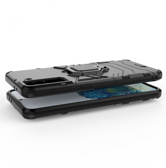 Ring Armor Case Kickstand Tough Rugged Cover för Samsung Galaxy S21+ 5G (S21 Plus 5G) blå