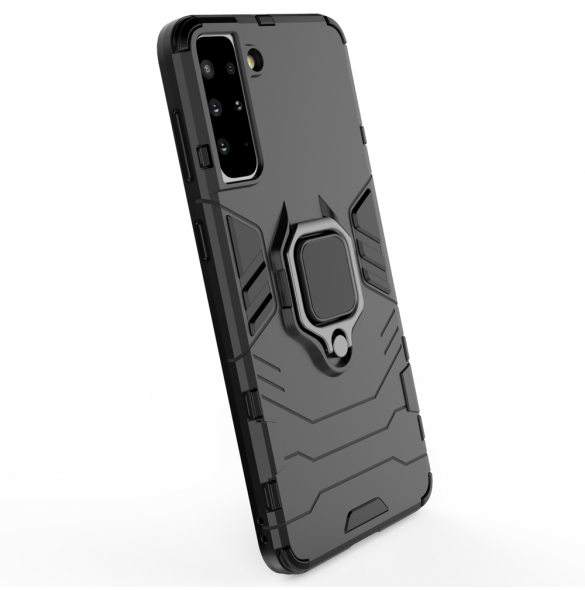 Ring Armor Case Kickstand Tough Rugged Cover för Samsung Galaxy S21+ 5G (S21 Plus 5G) blå