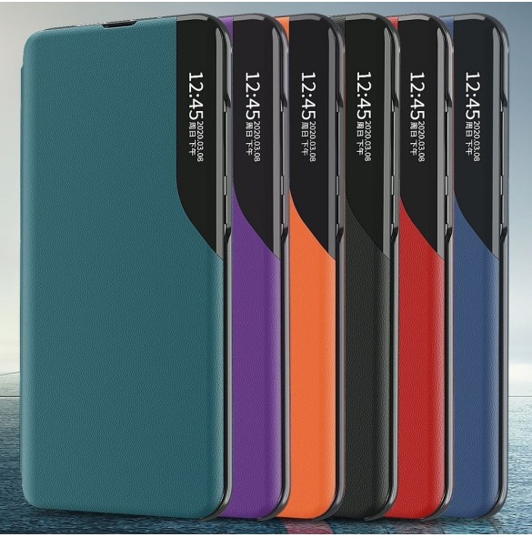 Eco Leather View Case elegant bokhylla fodral med stöd för Samsung Galaxy A52s 5G / A52 5G / A52 4G röd