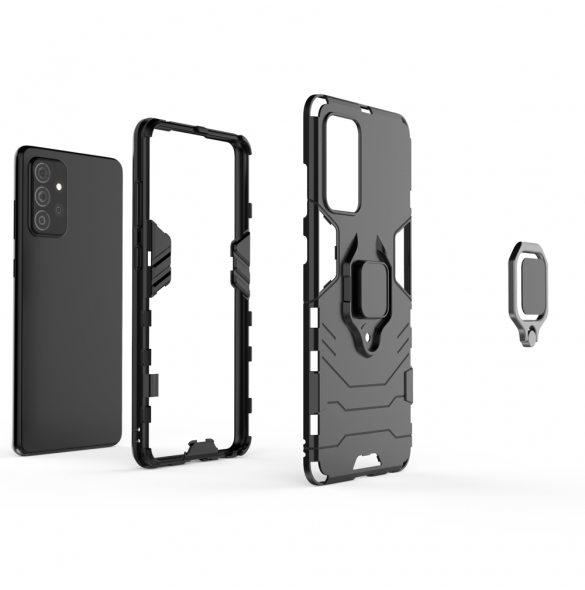 Ring Armor Case Kickstand Tough Rugged Cover för Samsung Galaxy A72 4G svart