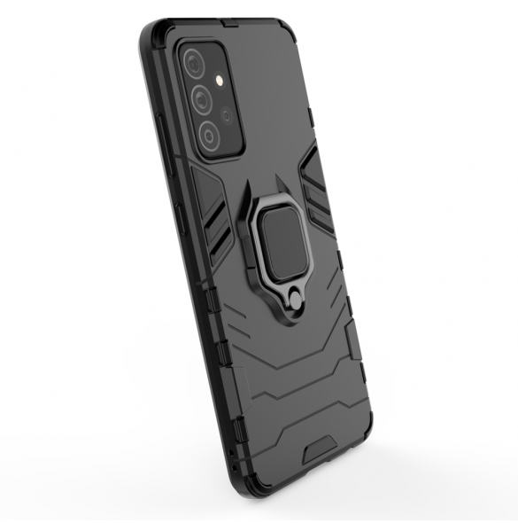 Ring Armor Case Kickstand Tough Rugged Cover för Samsung Galaxy A72 4G svart